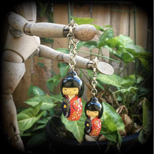 Load image into Gallery viewer, Geisha earrings Japanese earrings Maiko earrings Oshiroi earrings Geigi 8mm Tunnel dangles 10mm Plug earrings Ear weights Ear hangers Gauges
