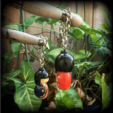 Load image into Gallery viewer, Geisha earrings Japanese earrings Maiko earrings Oshiroi earrings Geigi 8mm Tunnel dangles 10mm Plug earrings Ear weights Ear hangers Gauges