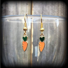 Load image into Gallery viewer, Carrot earrings Vegan jewelry Vegan earrings Vegetable earrings Plant jewelry Vegan earrings Cute earrings Gifts for girls Tunnel earrings
