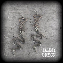 Load image into Gallery viewer, Lucifer earrings Snake earrings Lilith earrings Sigil earrings Occult earrings Magick earrings Wicca Plug earrings Tunnel earrings Gauges