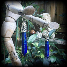 Load image into Gallery viewer, Lapis Lazuli earrings Boho earrings Gemstone earrings Crystal earrings Lapiz Lazuli jewelry Blue earrings Tunnel earrings Plug earrings