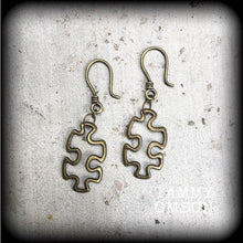 Load image into Gallery viewer, Austism earrings Jigsaw earrings Puzzle piece earrings 4mm ear hangers 3mm Tunnel earrings Gamer earrings Nerd earrings 5mm 4g plug earrings
