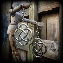 Load image into Gallery viewer, Celtic knot earrings Infinity earrings Charmed earrings Pagan earrings Irish earrings 2 gauge plug earrings Ear hangers 6mm tunnel dangles