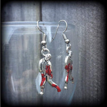 Load image into Gallery viewer, Zombie earrings Halloween Earrings Walking Dead Earrings Dangle earrings Pumpkinhead Zombie Horror Movie Pierced ears Samhain Los Muertos