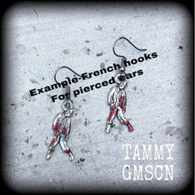 Load image into Gallery viewer, Zombie earrings Halloween Earrings Walking Dead Earrings Dangle earrings Pumpkinhead Zombie Horror Movie Pierced ears Samhain Los Muertos