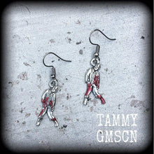 Load image into Gallery viewer, Zombie earrings Halloween Earrings Walking Dead Earrings Dangle earrings Pumpkinhead Zombie Horror Movie Pierced ears Samhain Los Muertos