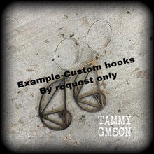 Load image into Gallery viewer, Fibonacci earrings Sacred Geometry Nautilus jewlery Beach jewelry Perfect ratio Golden ratio 3mm Tunnel earrings Fossil 6mm 2g Plug earrings