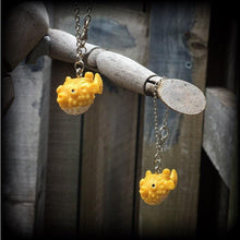 Load image into Gallery viewer, Fugu earrings Fish earrings Japanese earrings Takifugu Sashimi Pufferfish earrings 8 gauge tunnel dangles 4mm ear hangers Bogeo Bok Gauges