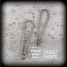 Load image into Gallery viewer, DIY Tunnel dangles Plug dangles Chain and Lobster Clasp 8mm 0 gauge Antique Silver Clasps Stretched lobes Ear hangers Ear weights 00g 0g 2g