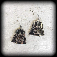 Load image into Gallery viewer, Darth Vader Star Wars earrings Rebel Alliance Sci Fi earrings Imperial Empire Geek earrings Plug earrings Nerd jewelry Tunnel earrings 2g