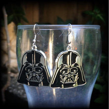 Load image into Gallery viewer, Darth Vader Star Wars earrings Rebel Alliance Sci Fi earrings Imperial Empire Geek earrings Plug earrings Nerd jewelry Tunnel earrings 2g