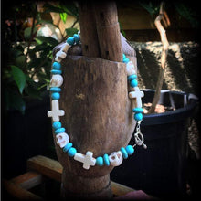 Load image into Gallery viewer, Halloween bracelet Frost Bite jewelry Horror jewelry Skull bracelet Inverted Cross bracelet Gothic bracelet Stone bracelet Skull jewelry Emo