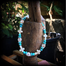 Load image into Gallery viewer, Halloween bracelet Frost Bite jewelry Horror jewelry Skull bracelet Inverted Cross bracelet Gothic bracelet Stone bracelet Skull jewelry Emo