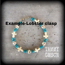 Load image into Gallery viewer, Halloween bracelet Frost Bite jewelry Horror jewelry Skull bracelet Inverted Cross bracelet Gothic bracelet Stone bracelet Skull jewelry Emo