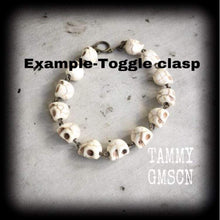 Load image into Gallery viewer, Skull bracelet Stone bracelet Voodoo bracelet Gothic bracelet Halloween bracelet Damballah bracelet Chain of Skulls bracelet Gifts for her