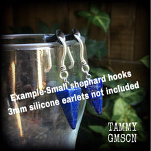 Load image into Gallery viewer, Lapis Lazuli earrings Gemstone earrings Egyptian earrings Pendulum earrings Ouija earrings Hanging gauges Plug earrings Tunnel earrings 3mm