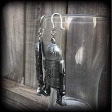 Load image into Gallery viewer, R2D2 Droid Star Wars earrings Rebel Alliance Sci Fi earrings Imperial Empire Geek earrings Plug earrings Nerd jewelry Tunnel earrings 2g