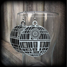 Load image into Gallery viewer, Star Wars earrings Death Star Rebel Alliance Sci Fi earrings Imperial Empire Geek earrings Plug earrings Nerd jewelry Tunnel earrings 2g 0g