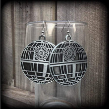 Load image into Gallery viewer, Star Wars earrings Death Star Rebel Alliance Sci Fi earrings Imperial Empire Geek earrings Plug earrings Nerd jewelry Tunnel earrings 2g 0g