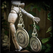 Load image into Gallery viewer, Artemis earrings Goddess jewelry Dangle earrings Boho jewelry Shield maiden 8g Plug earrings 6g Ear weights 0g Tunnel dangles Plug dangles