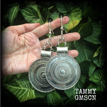 Load image into Gallery viewer, Artemis earrings Goddess jewelry Dangle earrings Boho jewelry Shield maiden 8g Plug earrings 6g Ear weights 0g Tunnel dangles Plug dangles