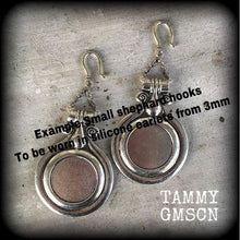 Load image into Gallery viewer, Artemis earrings Goddess jewelry Dangle earrings Boho jewelry Shield maiden 8g Plug earrings 6g Ear weights 0g Tunnel dangles Plug dangles