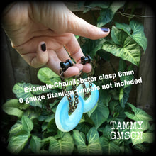 Load image into Gallery viewer, 6 gauge gemstone weights 4mm ear weights Moonstone ear hangers 8mm plug dangles Opalite tunnel weights Hanging gauges Gauged earrings 00g 2g