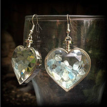 Load image into Gallery viewer, Heart earrings Aquamarine earrings Crystal Boho Gemstone earrings French hooks Pierced ears Kidney hooks Leverback hooks Blue gemstone 14g