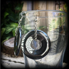 Load image into Gallery viewer, Hematite earrings Gemstone earrings Black earrings Donut earrings Tunnel earrings Plug earrings Gauged earrings Iron Ore 00g 0g 2g 4g 6g 8g