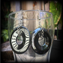 Load image into Gallery viewer, Hematite earrings Gemstone earrings Black earrings Donut earrings Tunnel earrings Plug earrings Gauged earrings Iron Ore 00g 0g 2g 4g 6g 8g