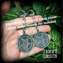 Load image into Gallery viewer, Baphomet earrings, Sigil of Lucifer earrings, Church of Satan, Tunnel earrings, Plug earrings, Gothic jewelry, Occult Esoteric jewelry