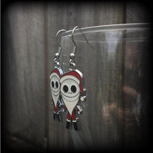 Load image into Gallery viewer, Christmas earrings Jack Skellington earrings Halloween Earrings Pumpkin Earrings Dangle earrings Horror Movie NMSC Samhain Los Muertos