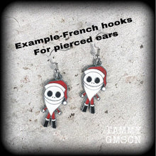 Load image into Gallery viewer, Christmas earrings Jack Skellington earrings Halloween Earrings Pumpkin Earrings Dangle earrings Horror Movie NMSC Samhain Los Muertos