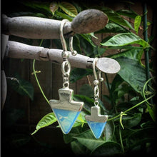 Load image into Gallery viewer, 6mm opalite tunnel dangles 8mm ear hangers 0 gauge ear weights 00 gauge Moonstone weights Opalite tunnel earrings Plug dangles 3mm gauges