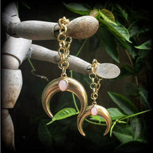 Load image into Gallery viewer, Artemis gauged earrings Crescent moon ear hangers Moon ear weights 4mm plug earrings 6mm Goddess earrings Gauged earrings For stretched lobe