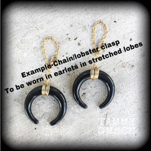 Load image into Gallery viewer, Artemis earrings Double Horn earrings Boho earrings Dangle earrings Goddess earrings Moon earrings Gauged earrings For pierced ears Plugs