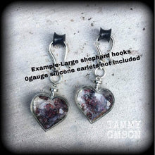 Load image into Gallery viewer, Heart earrings Garnet earrings Gemstone earrings Crystal earrings Garnet jewelry Heart jewelry Plug earrings Tunnel earrings Gauged earrings