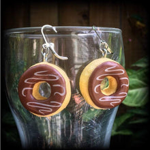 Load image into Gallery viewer, Donut earrings Junk food earrings Rockabilly earrings Cosplay earrings Cake earrings Plug earrings Tunnel earrings 2mm tunnel dangles Gauges