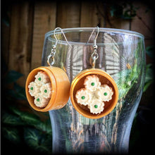 Load image into Gallery viewer, Dumpling earrings Pork Bun Bao Chinese Gyoza Yum Cha Food earrings Ear hangers Gauged earrings Tunnel dangles Plug earrings 0g 2g 4g 6g 8g