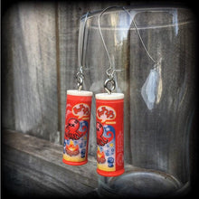 Load image into Gallery viewer, Octopus earrings Junk food earrings Chilil earrings Squid earrings Fast Food earrings Japanese earrings 8 gauge Tunnel dangles Kidney hooks