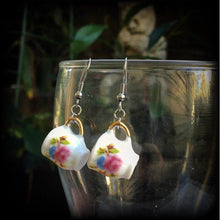 Load image into Gallery viewer, Tea cup earrings Ceramic earrings Coffee earrings Alice in Wonderland China tea cup earrings Tunnel dangles 8mm plug earrings Gifts for her