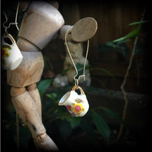 Load image into Gallery viewer, Milk jug earrings 8 gauge tunnel dangles Ceramic earrings  Alice in Wonderland Devonshire tea 8g tunnel dangles Plug earrings Gifts for her