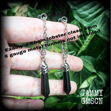 Load image into Gallery viewer, 4mm gemstone ear weights Onyx tunnel dangles Stone weights Black Onyx tapers Hanging gauges Gauged earrings 3mm Plug gauges Tunnel dangles