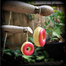 Load image into Gallery viewer, Donut earrings Junk food earrings Rockabilly earrings Cosplay earrings Cake earrings Plug earrings Tunnel earrings 3mm tunnel dangles Gauges