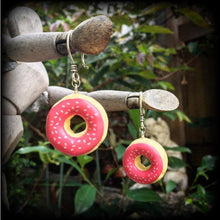 Load image into Gallery viewer, Donut earrings Junk food earrings Rockabilly earrings Cosplay earrings Cake earrings Plug earrings Tunnel earrings 3mm tunnel dangles Gauges