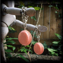 Load image into Gallery viewer, Macaron earrings 00 gauge tunnel dangles Biscuit earrings 0 gauge tunnel earrings Sweet Treats earrings French earrings Bakery treats Gauges