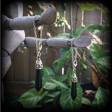 Load image into Gallery viewer, 4mm gemstone ear weights Onyx tunnel dangles Stone weights Black Onyx tapers Hanging gauges Gauged earrings 3mm Plug gauges Tunnel dangles