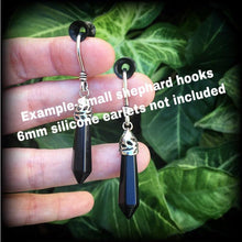 Load image into Gallery viewer, 4mm gemstone ear weights Onyx tunnel dangles Stone weights Black Onyx tapers Hanging gauges Gauged earrings 3mm Plug gauges Tunnel dangles