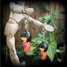 Load image into Gallery viewer, Geisha earrings Japanese earrings Maiko earrings Oshiroi earrings Geigi 8mm Tunnel dangles 10mm Plug earrings Ear weights Ear hangers Gauges