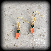 Load image into Gallery viewer, Carrot earrings Vegan jewelry Vegan earrings Vegetable earrings Plant jewelry Vegan earrings Cute earrings Gifts for girls Tunnel earrings